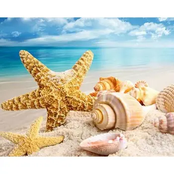 5D DIY Celoten Kvadratni Vaja Znak Plaži Sea Star Krajine Diamond Slikarstvo Kolorit Mozaik Navzkrižno Šiv Mozaik Doma Dekoracijo