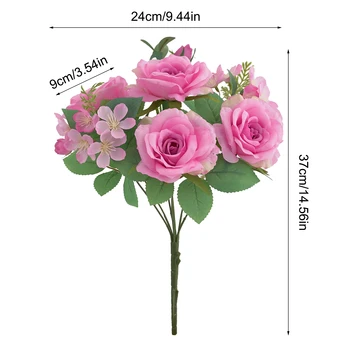 7 Glav Umetno Rose Cvet Šopek Svile Pravi Dotik Ponaredek Cvetja za Dom Vrt Dekoracijo svate Dobave Cvetlični