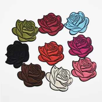 90pcs 9colors Rose Cvet Vezenje Tkanine Obliži Aplicirano Reliefni Motiv Čipke