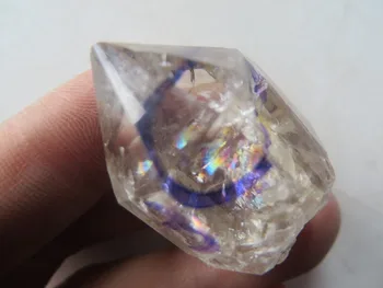 AAA Super Vodo Jasno Quartz Crystal Herkimer Diamant Z Veliko Mavrice 19g