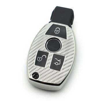 Avto Ključ Primeru Fob za Benz a B C E S G M V Cl GLK CLA GLE W204 Mehko Ogljikovih Vlaken Tipko Primeru Zajema Dodatki