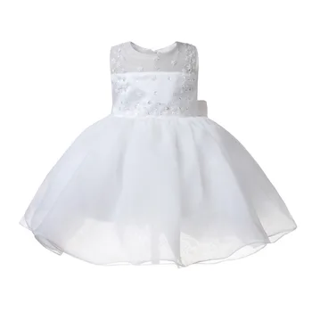 Baby Dekle Krst Obleke Beaded Bel Til Malčka Dekle Krst Obleke za Malčke Stranka Poročno Obleko za Dekle 1 Rojstni dan