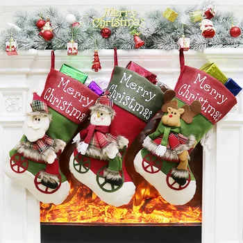 Božič dobave Božične nogavice, Božični okraski božič skladiščenje vrečko bonbonov Božična nogavica vrečko Božično darilo stoc