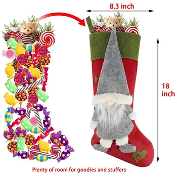 Božič Nogavice, Velik Božič Nogavice Dekoracijo - 18-inch 3D Plišastih švedski Gnome Skladiščenje za Dom Dekor Sklop 3
