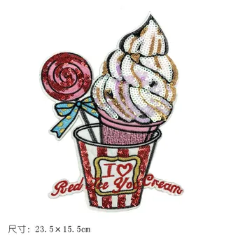 Diy Risanke Ice Cream Obliži Vezenje Sequined Torto Appliqued Vrečke, Nalepke, Oblačila, Pribor Motiv Značko Obliž