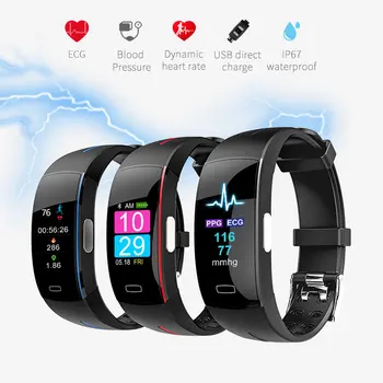 EKG Fitnes Tracker Pametna Zapestnica Srčni utrip, Krvni Tlak Monitor Bluetooth Nepremočljiva Pedometer Barvni LCD Smart Manžeta