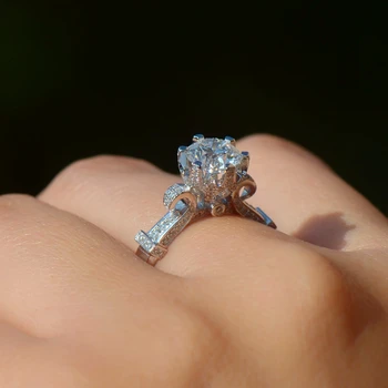 Gospa LOREDANA 925 luksuzni beli vdelan crystal ring, lepe okraskov kristalno očarljivo stranki posla čajanka
