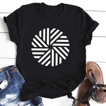 Nov Prihod Visoke Kakovosti Black T-shirt Kratek Rokav Skok 3D Geometrije Natisniti Tee Majica Harajuku Precej Ohlapno Prijetno Tshirts Vrh