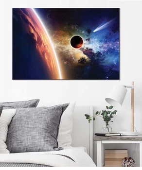 Platno Slikarstvo HD Tiskanja 1 Kos Planet Zemlja Kozmičnega Prostora, Svetlobe, Plakat, Dnevna Soba Doma Wall Art Okras Modularni Sliko