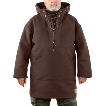 Pozimi debel toplo moški puloverji s kapuco plašč Srednje dolžine priložnostne volnene sweatershirts Windbreaker Coats