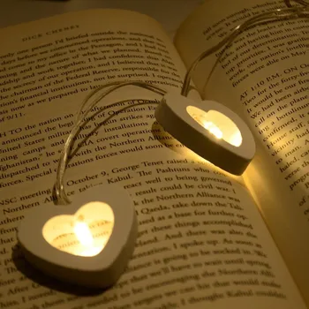 Romantični Poroka Dekoracija 1M 10 LED Toplo Leseno Srce Niz Vila Luči za Xmas Party Valentinovo Doma Mizo Dekoracijo