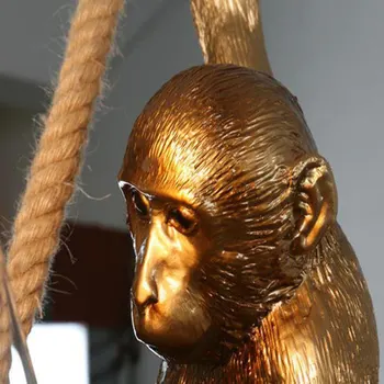 Sodobna Golden White Smolo Opica Obesek Lučka Vzmetenje svetilka Mansarda Konoplja Vrv Obesek Luč za Domačo Razsvetljavo