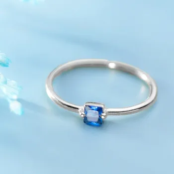 Super Fine Pozlačeni Modra Cirkon Obroč Cocktail Party Srebrne Barve Ženske Crystal Ring Poročni Prstan Poročne Fine Nakit Darila