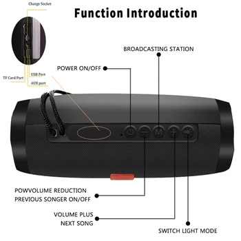 TG157 Brezžični Bluetooth Zvočnik Prenosni Zvočnik Bluetooth Močan, Visoko BoomBox Prostem Bas HIFI TF FM Radio z LED Luči