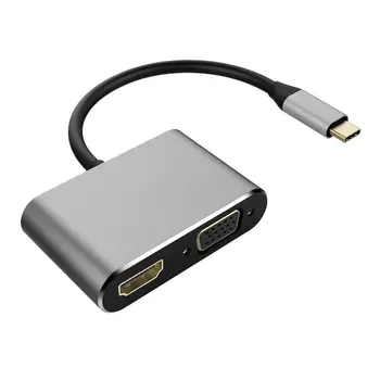 USB C Do HDMI 4K VGA Adapter USB 3.1 Vrste C, USB-C na VGA HDMI Video Pretvorniki Adapter za 2017 Novi Macbook Pro/ Chromebook Pix