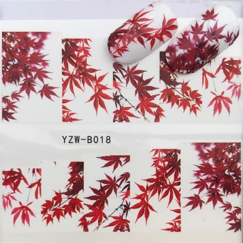 YZWLE Črno Ogrlico Nohtov Vodo Nalepka Maple Leaf Posušeno Cvetje Design Drsnik Nail Art Nalepko Lepoto Folij za Dekoracijo