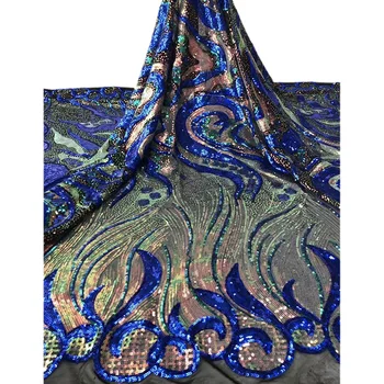 Ženske obleke tkanine Afriške čipke tkanine AJY3 pisane Kozmično Meglica vzorec s polno sequins francoski neto čipke tkanine