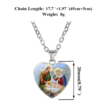 12 Stil Križanje INRI Kristusa Ogrlica za Ženske Steklo v obliki Srca Verske Obesek Clavicle Verige Krst Nakit Darilo