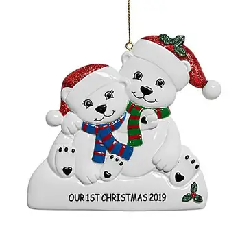 2020 Družinske Ustvarjalne Medved, Božični Okraski DIY Ime Blagoslov Obesek Božično Drevo Obesek Visi Božič Darilo Božični Dekor