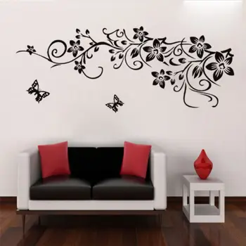 3D classic black metulj cvet stenske nalepke doma dekor plakat rastlinskih vrst metuljev TV steno lepo dekoracijo
