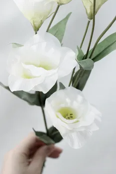 7 Glav Eustoma Svile Umetno Cvetje za Poroko Doma Dekoracijo Šopek rož Ponaredek Cvet Veje 79 cm