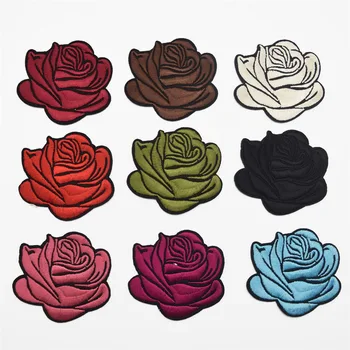 90pcs 9colors Rose Cvet Vezenje Tkanine Obliži Aplicirano Reliefni Motiv Čipke