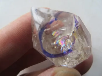 AAA Super Vodo Jasno Quartz Crystal Herkimer Diamant Z Veliko Mavrice 19g