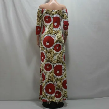 Afriške Obleke Za Ženske Nagibanje Rami Obleko Dashiki Tiskanja Afriške Bogato Bazin Dolge Obleke Maxi Plus Velikost Oblačila DT2807