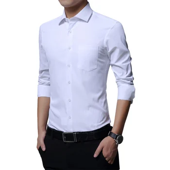 Bela Črna Modra Poslovno Obleko Majica Moški Modni Majice Z Dolgimi Rokavi Moški Delovni Urad Nositi Majico