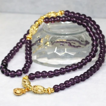 Bohemia slog zlato barvo obesek vijolično electroplate crystal 6 mm, večplastne elastična zapestnice za ženske krog nakit B2252