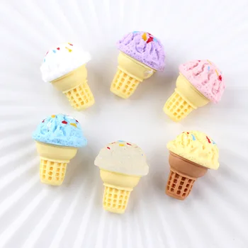 DIY Nakit Ugotovitve 3D Kawaii Hrano, Sladoled Smolo Cabochons 10pcs 16*22 mm Barvita Oblačila, Pribor Beading Čar Materiala