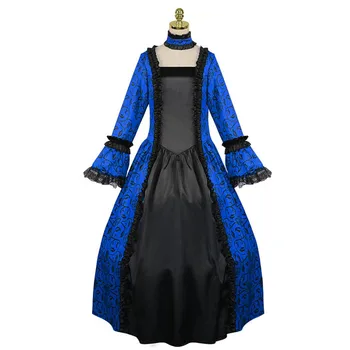 Gothic Ženske Mozaik Obleke Z Dolgimi Rokavi Polka Dot Tiskanja Vintage Obleko Čipke Ženski Stranka 2020 Jeseni Dolge Obleke, Moda