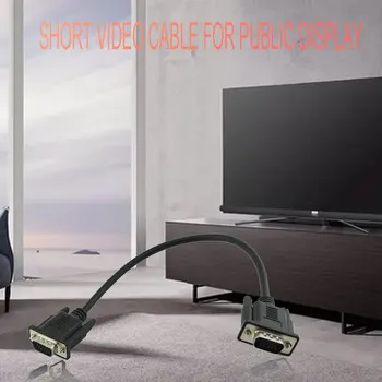 HD VGA 15Pin D-Sub DB15 Kratek Video Kabel Kabel Moški-Moški za Zaslon 30 cm