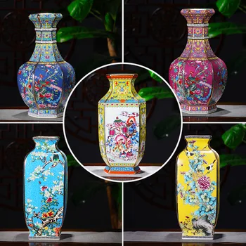 Jingdezhen Emajl Antik Vaza Vaze Cvetje In Ptice Vzorec Starih Ming in Qing, iz Porcelana