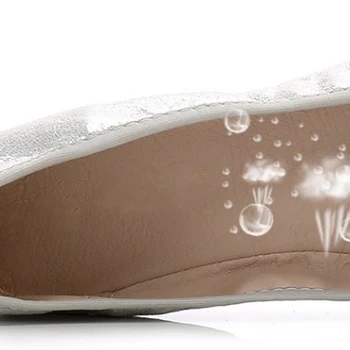 MVVJKE Dame mehko edini čevlji loafers konicami prstov cvetje balet stanovanja udobno vožnjo ples obutev mikrovlaken zlato