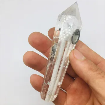 Naravni kristal s cevni kristali kremena Cigaret imetnik kot darilo 2 cedilo + 1 čopič