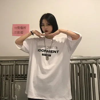 NiceMix pismo print majica s kratkimi rokavi, oblačila ulične ženske obleka ohlapno vrhovi 2020 novi korejski Harajuku o-vratu nekaj tshirt