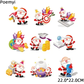 Poemyi Novi Santa Claus Železa na Obliži za Oblačila za Tisk na T-shirt Prenos Toplote Nalepke za Božični Dekor Obliž Aplicirano R