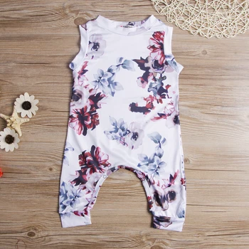 Pudcoco 2019 Novorojenčka Poletje otroci Oblačila Baby Toddler Fant Dekle Bombaž brez Rokavov Cvetlični Romper Jumpsuit Obleke Sunsuit