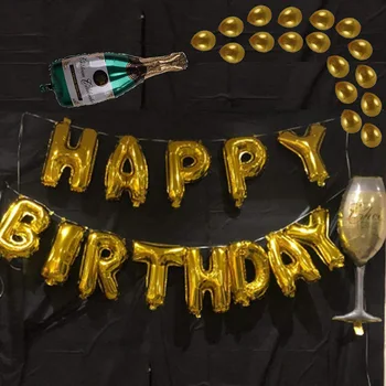 Rojstni kraj postavitve dekoracijo 18-palčna aluminijasta film zlati balon balon nastavite stranka dobave po meri stranke proizvode rojstni dan