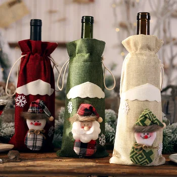 Santa Claus Snežaka Vzorec Vina, Steklenico Kritje Vrečke Božični Okraski, Novo Leto Doma Stranka