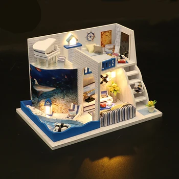 VKTECH Lutka Hiša Pohištvo DIY Model Miniature 3D Lesene Lutke Otrok Igrače za Otroke, Darila za Rojstni dan