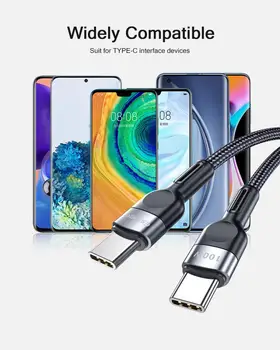 100W USB Tip C Do USB C Kabel USB-C PD Hitro Polnjenje Polnilnik Žice Kabel Za Macbook Samsung S20 Xiaomi Tip-C NAS 1/2M