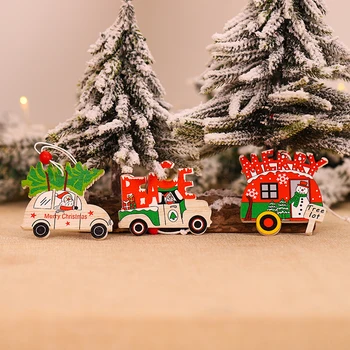 2020 Srečno Novo Leto Božični Okraski Leseni Obeski Risanka Avto Vzorec Božično Drevo Ornament Božični Dekor Noel Natalne