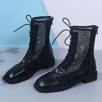 2021 Ženski prepustnost Zraka čevlji Ženske'sBlack orwhite boot Dolge in kratke ankel moda lady čevlji martain Čevlji za ženske