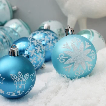 24Pcs 6 cm Modra Risanje Božični Kroglice Božič Visi Drevo Žogo Dekor Drevo Žogo Okraski za Božič Stranka Dobave Dekor