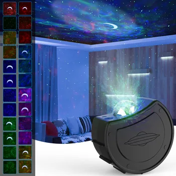 Barvita Zvezdnato Nebo Projekcija Lučka USB Laser Plamen Vode Vzorec Vzdušje Lahka Romantična Noč Svetlobe