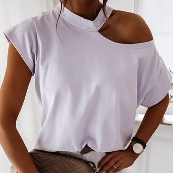 Dekleta Tshirt Off Ramenski Kratek Rokav Bela Trdna Black Ženske Tshirts Povodcem 2020 Poletje Moda Priložnostne Majice Zgornji Deli Oblacil Ženske