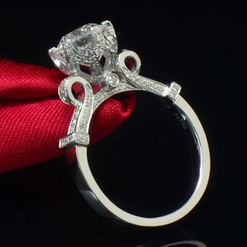 Gospa LOREDANA 925 luksuzni beli vdelan crystal ring, lepe okraskov kristalno očarljivo stranki posla čajanka