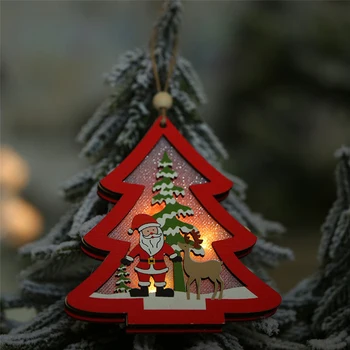LED Luči Božično Drevo Star Leseni Obeski Obrti Otroci Darilo Za Novo Leto, Božič Doma Stranka Dnevna Soba na Prostem Odlikovanja